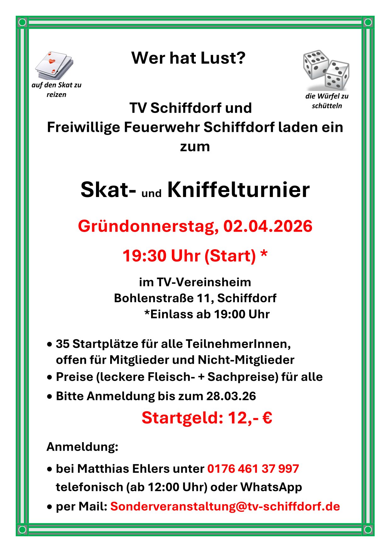 Skat- und Kniffelturnier